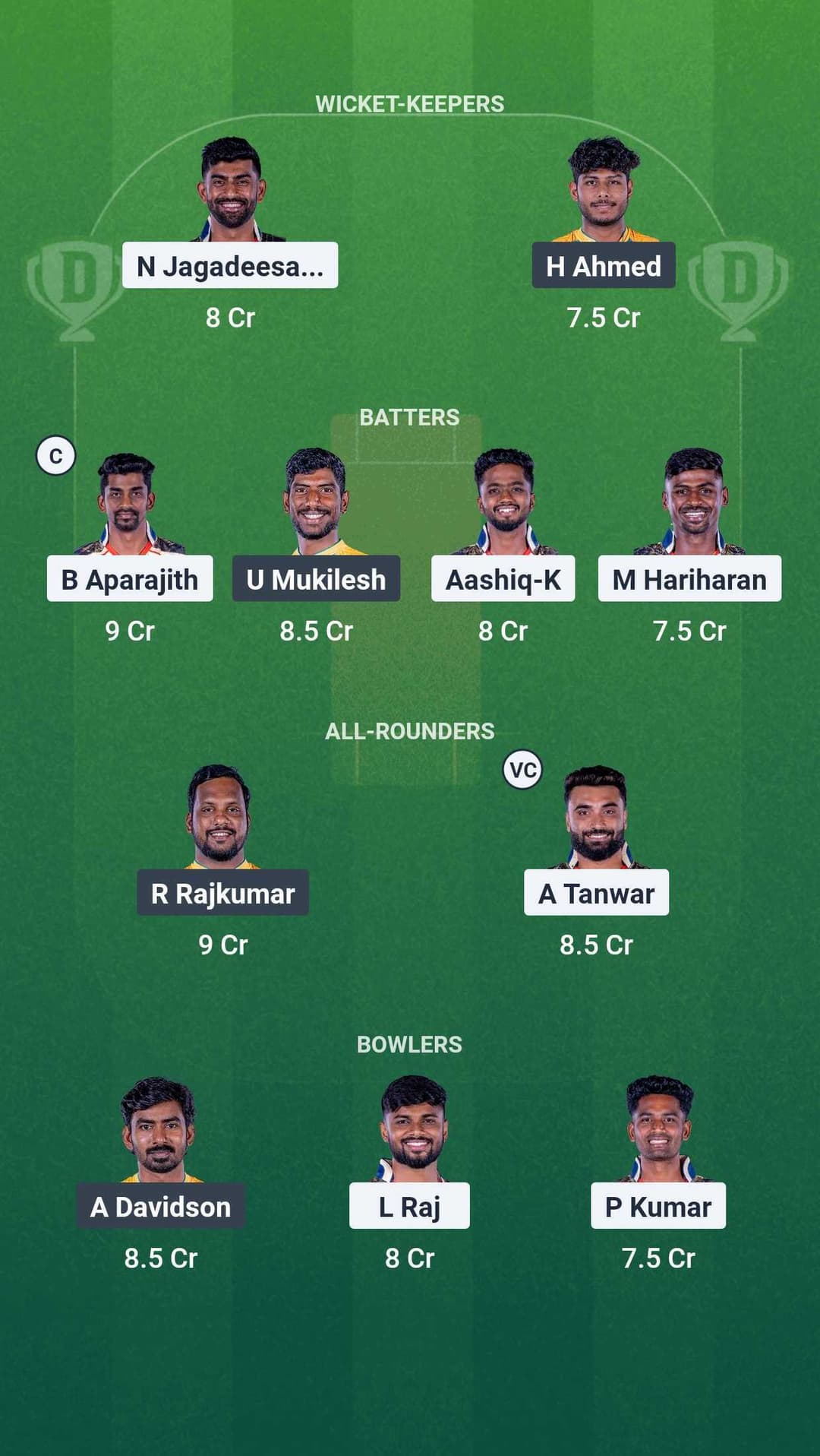 CSG vs TGC Dream11